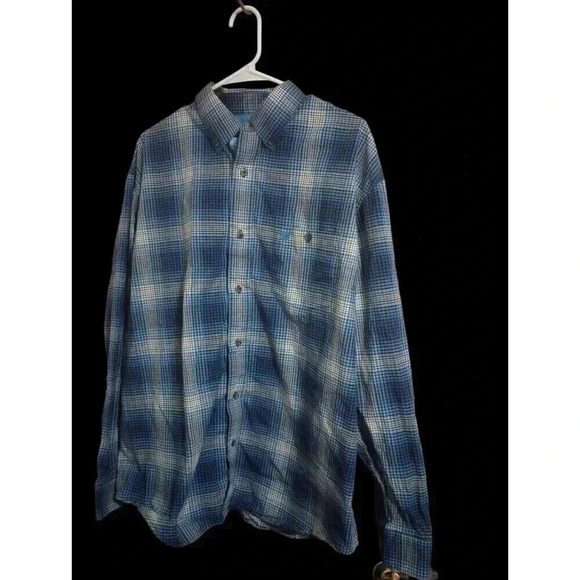 Wrangler‎ Premium Performance Advanced Comfort Blue Plaid Western Shirt Men's XL - Picture 1 of 3